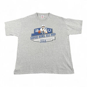 Vintage Peyton Manning Shirt Adult LARGE Gray Indianapolis Colts Super Bowl XLI